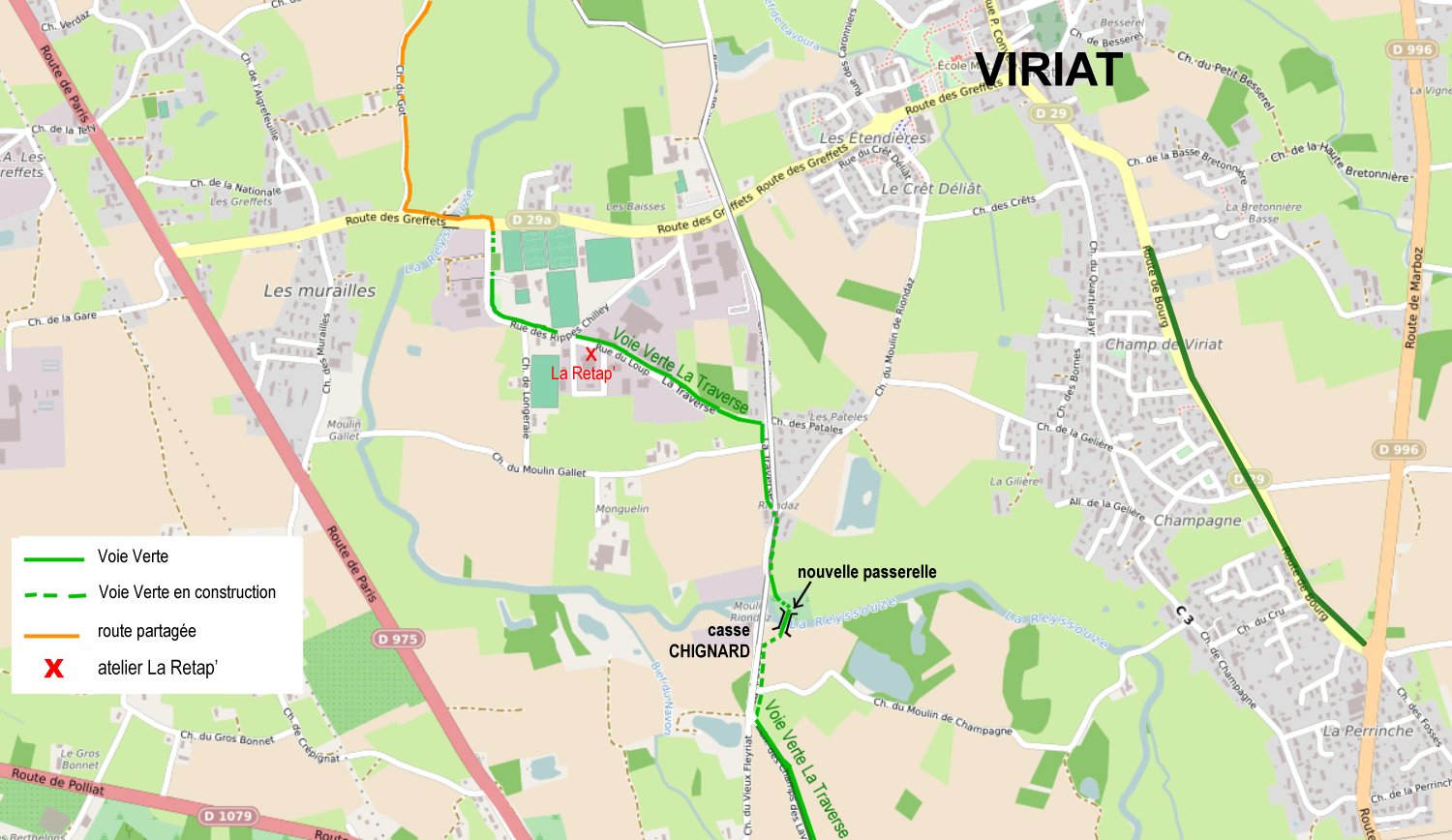plan acces La Retap 30 rue du Loup Viriat